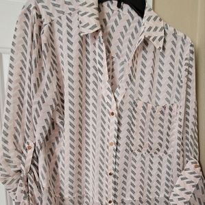 Pink Button Up Blouse Rose Gold Buttons